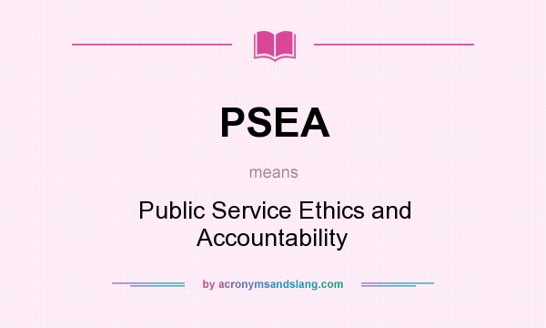 What does PSEA mean? It stands for Public Service Ethics and Accountability