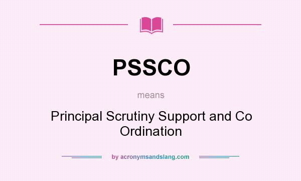 What does PSSCO mean? It stands for Principal Scrutiny Support and Co Ordination