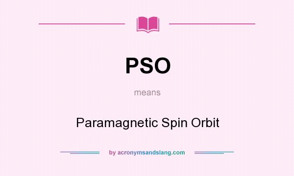 What does PSO mean? It stands for Paramagnetic Spin Orbit