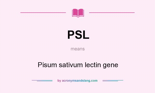 What does PSL mean? It stands for Pisum sativum lectin gene