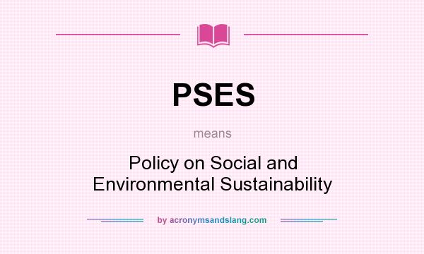 What does PSES mean? It stands for Policy on Social and Environmental Sustainability