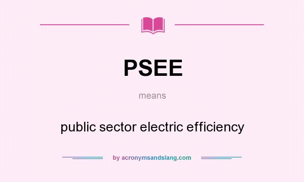 What does PSEE mean? It stands for public sector electric efficiency
