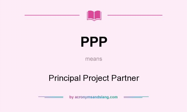 What does PPP mean? It stands for Principal Project Partner