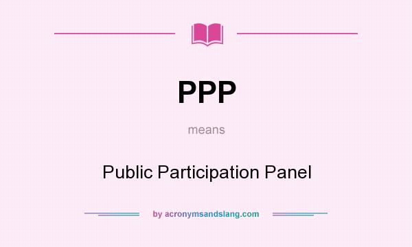 What does PPP mean? It stands for Public Participation Panel