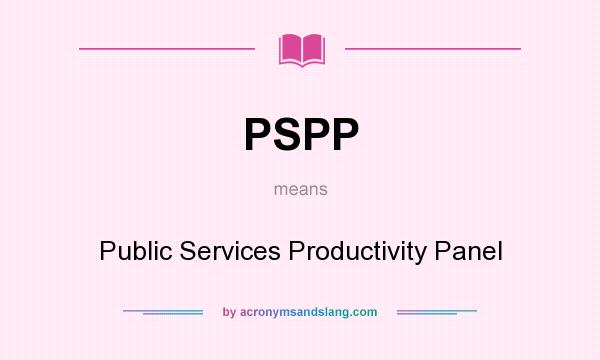 What does PSPP mean? It stands for Public Services Productivity Panel