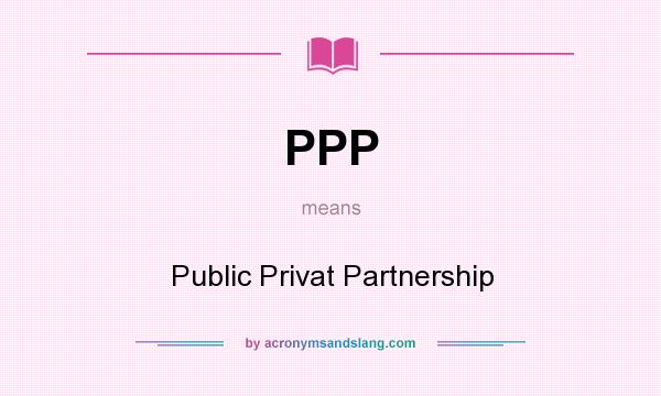 What does PPP mean? It stands for Public Privat Partnership