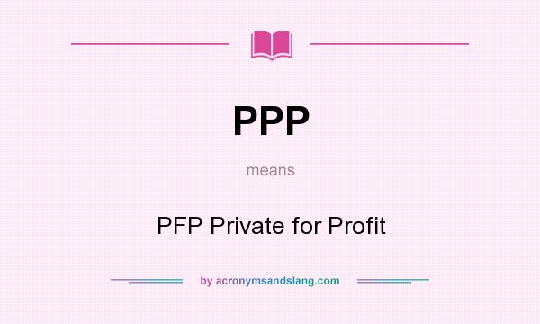 What does PPP mean? It stands for PFP Private for Profit