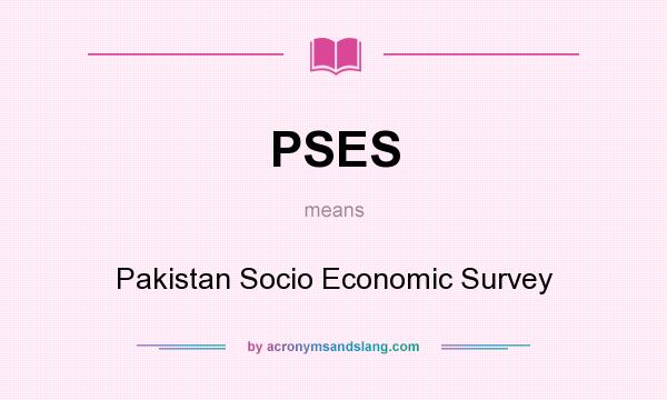 What does PSES mean? It stands for Pakistan Socio Economic Survey