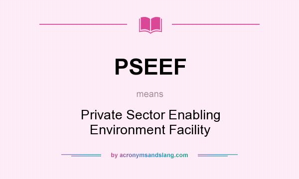 What does PSEEF mean? It stands for Private Sector Enabling Environment Facility