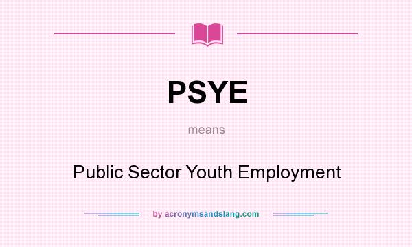 What does PSYE mean? It stands for Public Sector Youth Employment