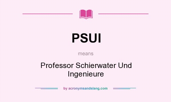 What does PSUI mean? It stands for Professor Schierwater Und Ingenieure