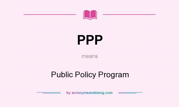 What does PPP mean? It stands for Public Policy Program