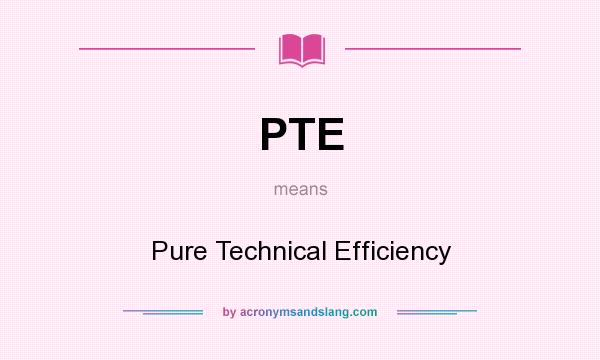 What does PTE mean? It stands for Pure Technical Efficiency