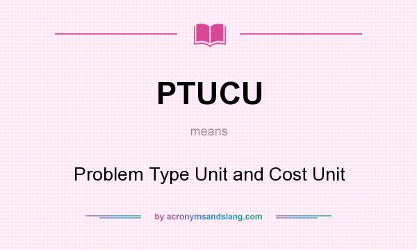What does PTUCU mean? It stands for Problem Type Unit and Cost Unit