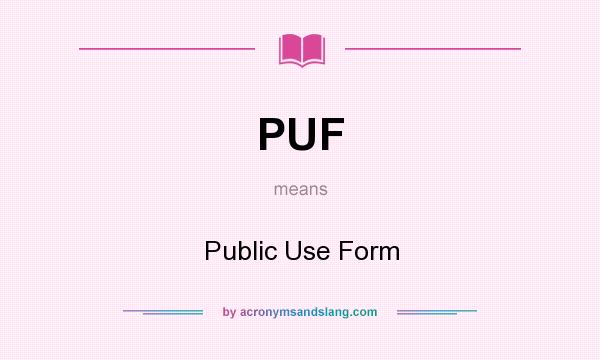 What does PUF mean? It stands for Public Use Form