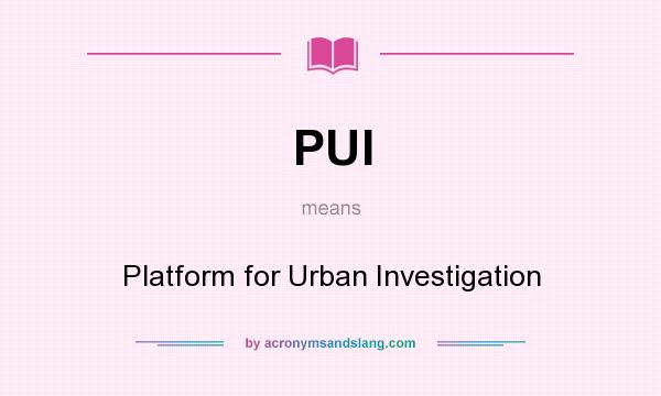 What does PUI mean? It stands for Platform for Urban Investigation