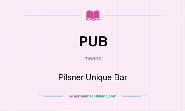 What does PUB mean? It stands for Pilsner Unique Bar