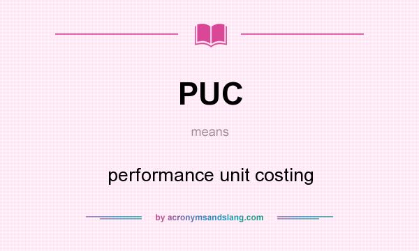 What does PUC mean? It stands for performance unit costing