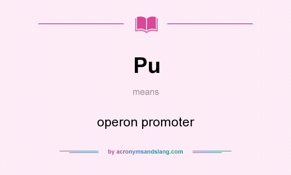 What does Pu mean? It stands for operon promoter