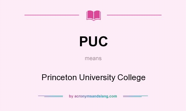 What does PUC mean? It stands for Princeton University College