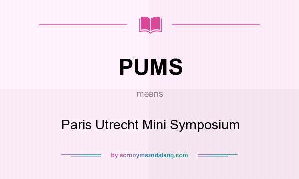 What does PUMS mean? It stands for Paris Utrecht Mini Symposium