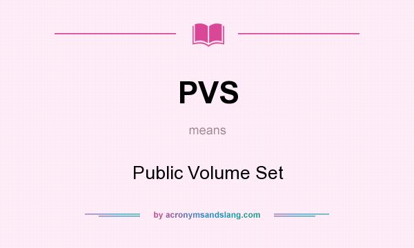 What does PVS mean? It stands for Public Volume Set