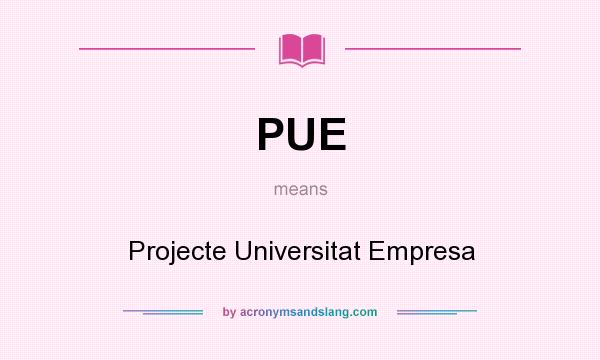 What does PUE mean? It stands for Projecte Universitat Empresa