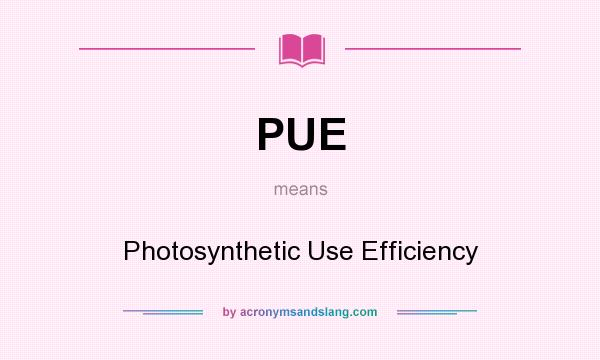 What does PUE mean? It stands for Photosynthetic Use Efficiency