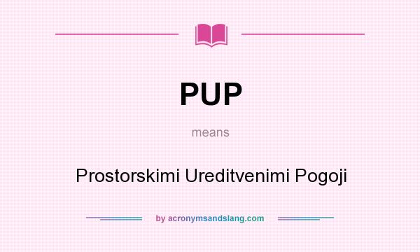 What does PUP mean? It stands for Prostorskimi Ureditvenimi Pogoji