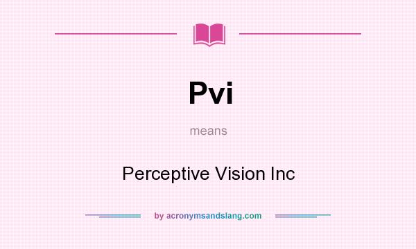 What does Pvi mean? It stands for Perceptive Vision Inc