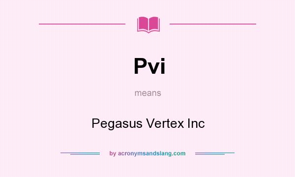 What does Pvi mean? It stands for Pegasus Vertex Inc