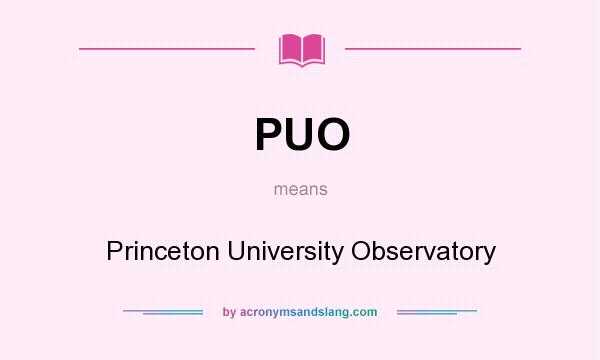 What does PUO mean? It stands for Princeton University Observatory