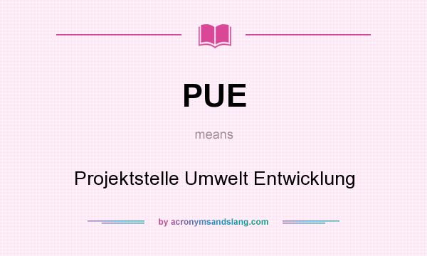 What does PUE mean? It stands for Projektstelle Umwelt Entwicklung