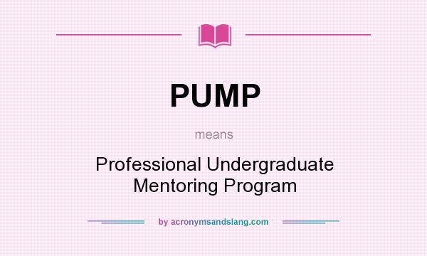 What does PUMP mean? It stands for Professional Undergraduate Mentoring Program