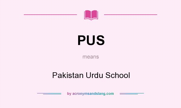What does PUS mean? It stands for Pakistan Urdu School