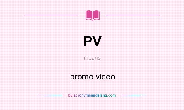 What does PV mean? It stands for promo video