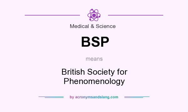 What does BSP mean? It stands for British Society for Phenomenology