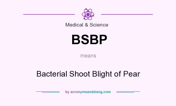 What does BSBP mean? It stands for Bacterial Shoot Blight of Pear