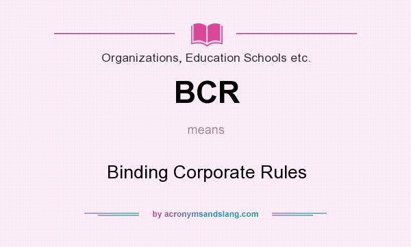 What does BCR mean? It stands for Binding Corporate Rules