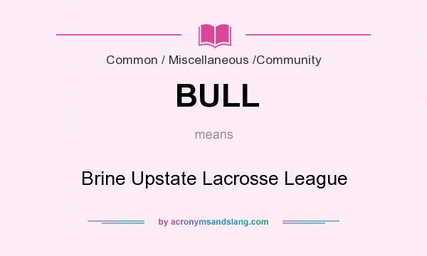 What does BULL mean? It stands for Brine Upstate Lacrosse League