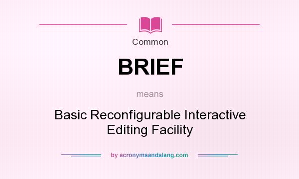 What does BRIEF mean? It stands for Basic Reconfigurable Interactive Editing Facility