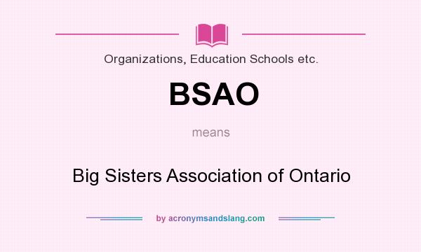 What does BSAO mean? It stands for Big Sisters Association of Ontario