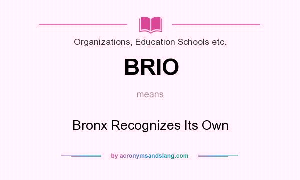What does BRIO mean? It stands for Bronx Recognizes Its Own