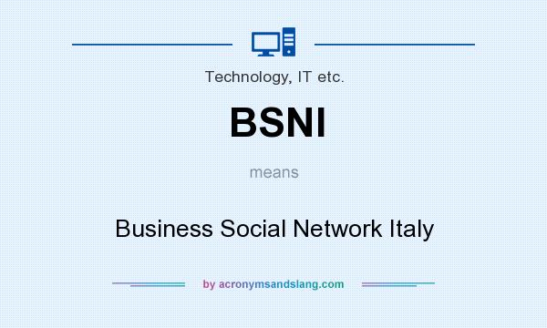 What does BSNI mean? It stands for Business Social Network Italy