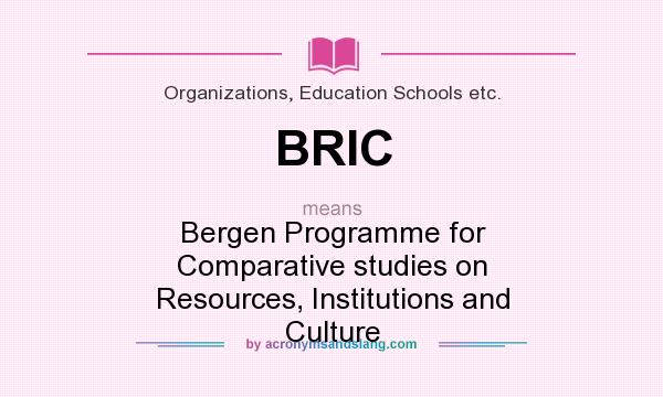 What does BRIC mean? It stands for Bergen Programme for Comparative studies on Resources, Institutions and Culture
