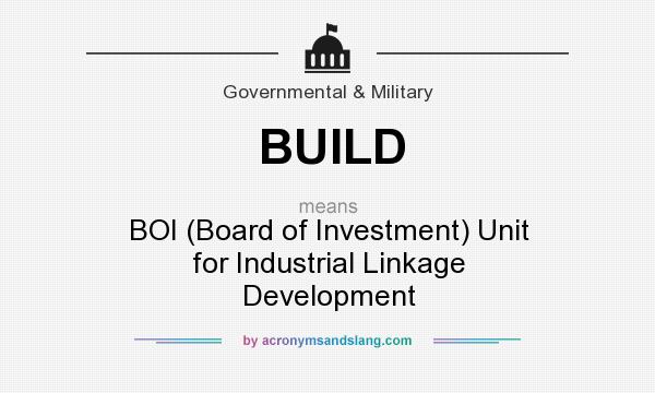 What does BUILD mean? It stands for BOI (Board of Investment) Unit for Industrial Linkage Development