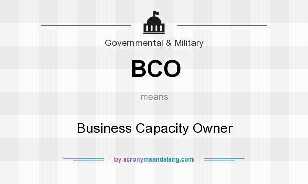 What does BCO mean? It stands for Business Capacity Owner