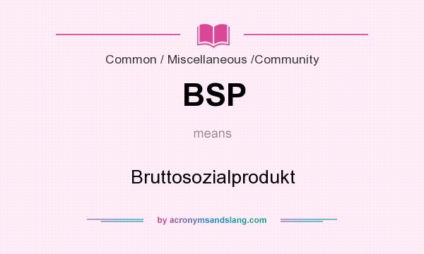 What does BSP mean? It stands for Bruttosozialprodukt