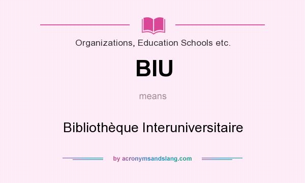 What does BIU mean? It stands for Bibliothèque Interuniversitaire