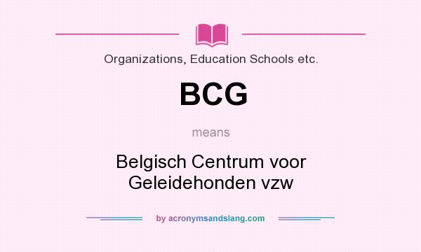 What does BCG mean? It stands for Belgisch Centrum voor Geleidehonden vzw